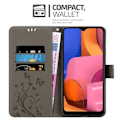 Miniatyrbild 2 av 4: Fodral till Samsung Galaxy A20S - CADORABO - Blommönster - Imiterat läder - Stativfunktion - 3 kortplatser Grå