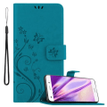 Miniatyrbild 1 av 4: Coque för Huawei P8 LITE 2015 - CADORABO - Blomsterfodral - Syntetläder - Ställfunktion - Platser för kort BLOMMA BLÅ
