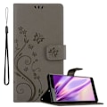Miniatyrbild 1 av 4: Fodral till Sony Xperia XZ2 - CADORABO - Blommönster - Imiterat läder - Stativfunktion - 3 kortplatser Grå