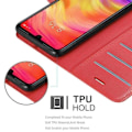 Miniatyrbild 4 av 4: Fodral - CADORABO - RedMi NOTE 7 - Rött konstläder - Horisontellt stöd - 3 kortfack Röd