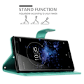 Miniatyrbild 3 av 4: Fodral till Sony Xperia XZ2 - CADORABO - Blommönster - Imiterat läder - Stativfunktion - 3 kortplatser Grön
