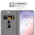 Miniatyrbild 4 av 4: Etui för Huawei NOVA 7 SE - CADORABO - Grå Svart - Syntetläder - Magnetstängning - Ställfunktion Mörkgrå