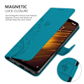 Miniatyrbild 4 av 4: Coque för Xiaomi Pocophone F1 - CADORABO - BLÅ FLORAL - Simililäder - Ställfunktion - Kortplatser BLOMMA BLÅ