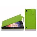 Miniatyrbild 1 av 2: Cadorabo Huawei ASCEND P7 DESIGN FLIP Style Fodral Fodral i konstläder Struktur PAPEGOTA GRÖN