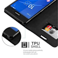 Miniatyrbild 3 av 4: Sony Xperia Z3-fodral i NIGHT BLACK från Cadorabo (INVISIBLE MAGNETIC CLOSURE Design) Helt skyddsfodral med flipflik