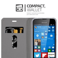 Miniatyrbild 3 av 4: Fodral till Nokia Lumia 550 - CADORABO - Bokfodral i konstläder - Blå - Stativfunktion - Kortplatser Blå