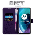 Miniatyrbild 2 av 4: Fodral till Motorola MOTO G71 5G Fodral i DARK LILAC FLORAL Fodral Fodral Skydd Blommig plånbok Mörklila blommig