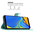 Miniatyrbild 4 av 4: Coque - CADORABO - Samsung Galaxy A9 2018 - Blommig Turkos - Similäkt Läder - Ställfunktion Turkos