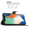 Miniatyrbild 3 av 4: Fodral till Apple iPhone XS - CADORABO - Blommönster - Imiterat läder - Stativfunktion - 3 kortplatser Grå