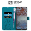 Miniatyrbild 3 av 4: Coque för Nokia G10/G20 - CADORABO - Blommigt Etui - Syntetiskt Läder - Ställfunktion - Heltäckande Skydd BLOMMA BLÅ