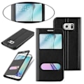 Miniatyrbild 3 av 4: Samsung Galaxy S6 EDGE-fodral i COMET BLACK från Cadorabo (Design VIEW) Helt skyddsfodral med flip flik, stativ