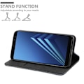 Miniatyrbild 3 av 4: Coque - CADORABO - Samsung Galaxy A8 2018 - Tvåfärgad Simili-läder - Magnetisk Stängning - Ställfunktion BLÅ BRUN