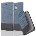 Miniatyrbild 1 av 4: Nokia 3-fodral i MÖRKBLÅ SVART från Cadorabo (TYG-LÄDERDESIGN) Helt skyddsfodral med flipskydd och stativ Mörkblå