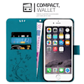 Miniatyrbild 2 av 4: Fodral till iPhone 6/6S - CADORABO - Blommönster - Imiterat läder - Stativfunktion - 3 kortplatser Blå