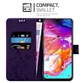 Miniatyrbild 2 av 4: Fodral till Samsung Galaxy A70 - CADORABO - Lila - Imiterat läder - Blommönster - Stativfunktion Lila