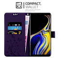 Miniatyrbild 2 av 4: Coque - CADORABO - Samsung Galaxy NOTE 9 - Blommönstrad konstläder - Stödfunktion - 3 kortfack Lila