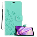 Miniatyrbild 1 av 4: Coque - CADORABO - Huawei P20 - Blommig Turkos - Similskinn - Ställfunktion Turkos