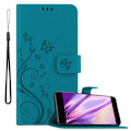 Miniatyrbild 1 av 4: Coque för Huawei P10 PLUS - CADORABO - Blomsterfodral - Syntetläder - Ställfunktion - Heltäckande skydd Blå blommig