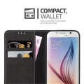 Miniatyrbild 3 av 4: Samsung Galaxy S6 Fodral i SVART ROSA från Cadorabo (LÄDER-LÄDER COMBI Design) Helt skyddande fodral med flipflik