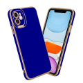 Miniatyrbild 1 av 4: Coque - CADORABO - Apple iPhone 11 - G glänsande blå - Guld Rosé - Kameraskydd Blå - Rose Guld