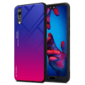 Miniatyrbild 1 av 4: Fodral för Huawei P20 Skal i VIOLTT - RÖD Fodral Skyddsskydd tvåfärgad TPU LILA - RÖD