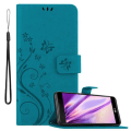 Miniatyrbild 1 av 4: Coque för LG X POWER - CADORABO - BLÅ FLORAL - Syntetläder - Ställfunktion - Platser för kort BLOMMA BLÅ