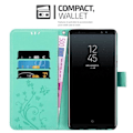Miniatyrbild 2 av 4: Cadorabo Fodral för Samsung Galaxy NOTE 8 i grönt - blommönster Grön