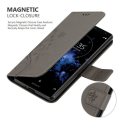 Miniatyrbild 4 av 4: Fodral till Sony Xperia XZ2 - CADORABO - Blommönster - Imiterat läder - Stativfunktion - 3 kortplatser Grå
