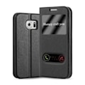 Miniatyrbild 1 av 4: Samsung Galaxy S6 EDGE-fodral i COMET BLACK från Cadorabo (Design VIEW) Helt skyddsfodral med flip flik, stativ