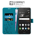 Miniatyrbild 3 av 4: Coque för Huawei P9 LITE 2016 - CADORABO - Blommigt Etui - Konstläder - Ställfunktion - Plånbok BLOMMA BLÅ