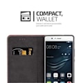 Miniatyrbild 3 av 4: HUAWEI P9 LITE SKYDD I RÖD SVART BY CADORABO (PU-SIMILIDAIM COMBI DESIGN) HELT SKYDDSFODRAL MED KLAPP