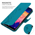 Miniatyrbild 4 av 4: Coque - CADORABO - Samsung Galaxy A10 - Blomstrande konstläder - Ställfunktion - Fack för kort Blå