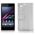 Miniatyrbild 2 av 3: Cadorabo Sony Xperia Z1 COMPACT Fodral < (L39H) STRUKTUR Fodral Fodral Skydd Magnetskydd och kortplats ALABASTER VIT
