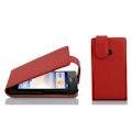 Miniatyrbild 1 av 3: Cadorabo Fodral Huawei ASCEND Y330 DESIGN FLIP Style Fodral Fodral Fodral konstläder Struktur KÖRSBÄRSRÖD