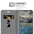 Miniatyrbild 3 av 4: Étui för Nokia 2.4 - CADORABO - Book Case i Syntetiskt Läder - Grå Svart - Magnetisk Stängning - Ställfunktion MÖRKGRÅ