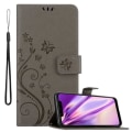 Miniatyrbild 1 av 4: Skydd för Xiaomi Pocophone F1 - CADORABO - Grå Blommig - Syntetiskt Läder - Ställfunktion - Platser för Kort Blommig grå