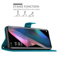 Miniatyrbild 3 av 4: Coque - CADORABO - Oppo FIND X3 PRO - Similicuir - Blå Blommor - Skydd med Ställfunktion Blå blommig
