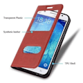 Miniatyrbild 3 av 4: Cadorabo Fodral Samsung Galaxy J5 2015 (5) RED SAFRAN VIEW Fodral Fodral Fodral Magnetskydd stöder stativ och fönster