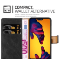 Miniatyrbild 3 av 4: Fodral till Huawei P20 LITE - CADORABO - Bokfodral - Svart konstläder - Stativfunktion - Kortfack Svart