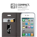 Miniatyrbild 3 av 4: Apple iPhone 4 Fodral - iPhone 4S i GRÅ SVART från Cadorabo (TYG-LÄDER DESIGN) Helt skyddsfodral med flipflik