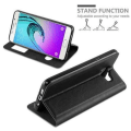 Miniatyrbild 3 av 4: Cadorabo Fodral Samsung Galaxy A3 2016 (6) BLACK COMET VIEW Fodral Fodral Fodral Magnetskydd stöder stativ och fönster