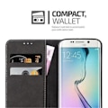 Miniatyrbild 3 av 4: Cadorabo-fodral Samsung Galaxy S6 EDGE ROSA SVART Imitationsläder (LÄDER/MOKA) Magnetiskt fodralhölje stöder stativ och kortplats
