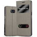 Miniatyrbild 1 av 4: Samsung Galaxy S7 EDGE Fodral i STONE BROWN av Cadorabo (Design VIEW) Helt skyddsfodral med flipskydd, stativ