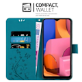 Miniatyrbild 2 av 4: Fodral till Samsung Galaxy A20S - CADORABO - Blommönster - Imiterat läder - Stativfunktion - 3 kortplatser Blå