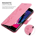 Miniatyrbild 4 av 4: Fodral till iPhone 7/7S/8 - CADORABO - Blommönster - Imiterat läder - Stativfunktion - 3 kortplatser Rosa