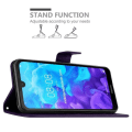 Miniatyrbild 4 av 4: Coque - CADORABO - Huawei Y6 PRO 2019 - Blommig - Syntetläder - Magnetstängning Mörk lila