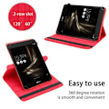 Miniatyrbild 3 av 4: Skyddsfodral för Asus Zenpad 3 (8.0 tum) Etui i RÖD Hölje Fodral Skydd 360 grader konstläder Plånbok Wallet Röd