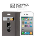 Miniatyrbild 3 av 4: Apple iPhone 4-fodral - iPhone 4S i LJUSGRÅBRUN från Cadorabo (TYG-LÄDER FAUX Design) Helt skyddsfodral med flik