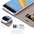 Miniatyrbild 3 av 4: HTC 10 Fodral - CADORABO - Brun - Imiterat läder - Tygdesign - Stativfunktion kastanj