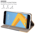 Miniatyrbild 4 av 4: HTC 10 Fodral - CADORABO - Brun - Imiterat läder - Tygdesign - Stativfunktion kastanj